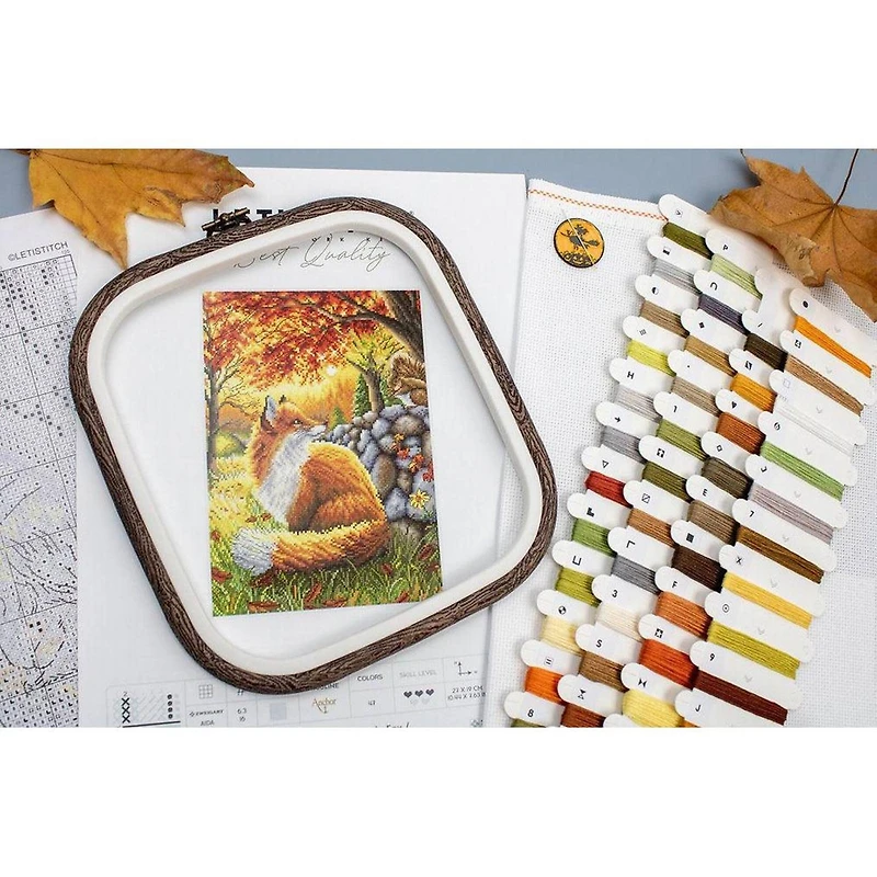 LetiStitch A Friend for Little Fox Counted Cross Stitch Kit