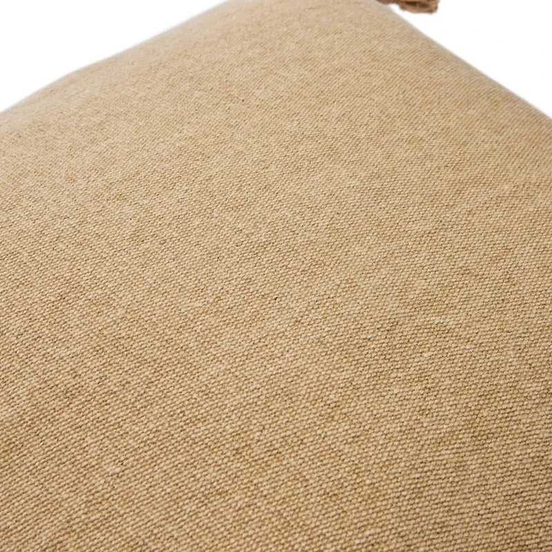 Hello Honey® Tan Square Canvas Pillow Cover with Tassels