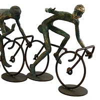 20" Bronze Polystone Cyclists Sculpture