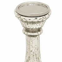Silver Glass Traditional Candle Holder Set