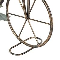 23.5" Frog Duo on Bicycle Metal Garden Sculpture with Gold Accents