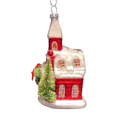 Wizardi 12" Christmas Church Glass Ornament