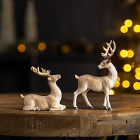 Mini Glittered Holiday Deer Figurines Set