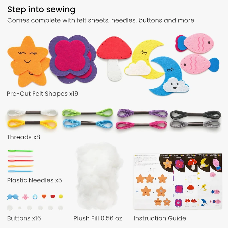 Arteza® Kids Learn to Sew Nature Crafts Kit
