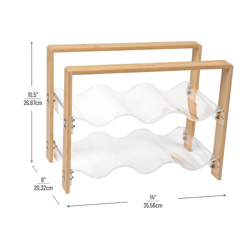 Mind Reader Modern Collection Bamboo & Acrylic 6 Bottle Wine Rack