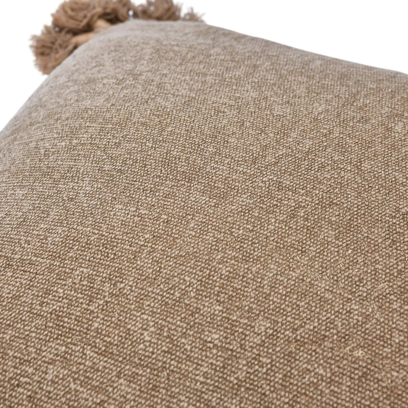 Hello Honey® Brown Square Canvas Pillow Cover with Tassels