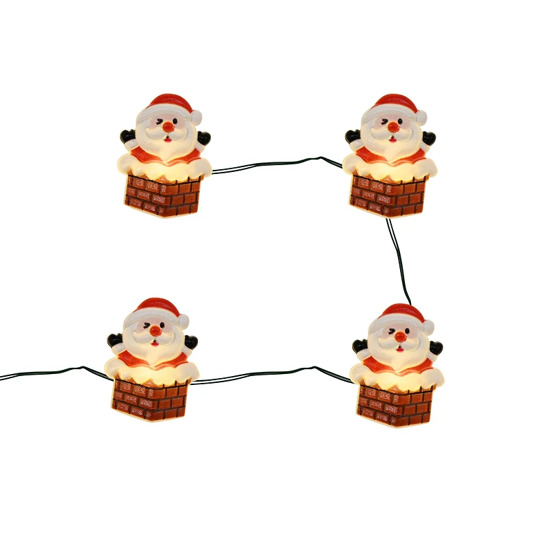18ct. Warm White LED Santa in Chimney String Lights on Silver Wire by Ashland®