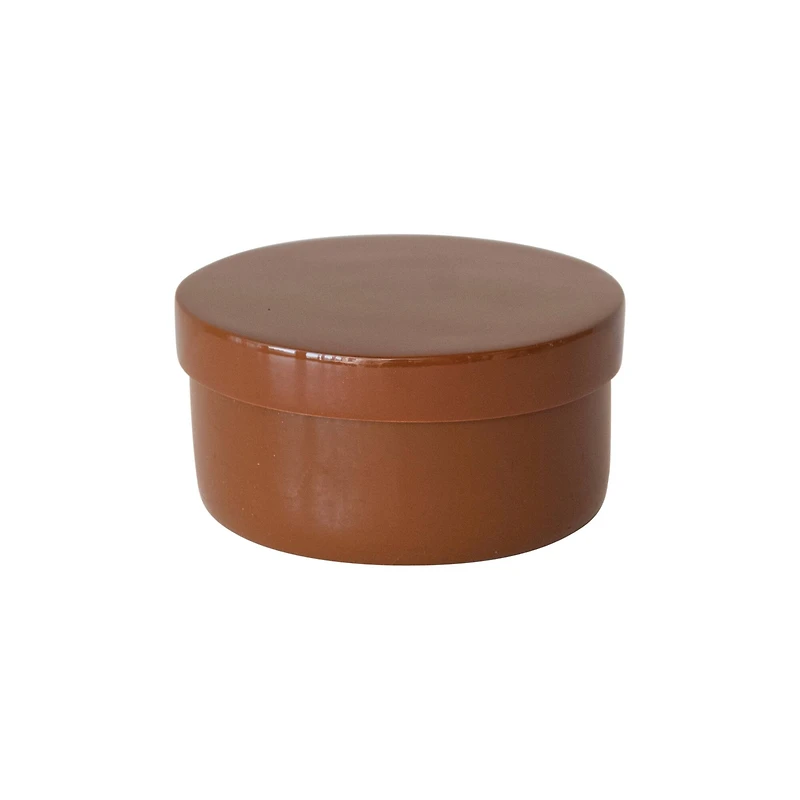 Hello Honey® 6.25" Caramel Brown Round Lacquered Bamboo Container with Lid