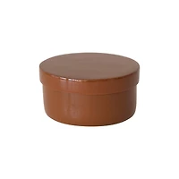 Hello Honey® 6.25" Caramel Brown Round Lacquered Bamboo Container with Lid