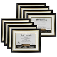 8 Pack: 8.5" x 11" Black & Gold Document Frame with Double Mat by Studio Décor®