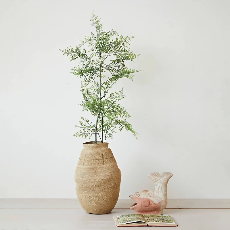 Hello Honey® 24.5" Natural & Sage Patterned Woven Seagrass Basket