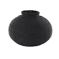 15" Black Metal Handmade Wrapped Vase