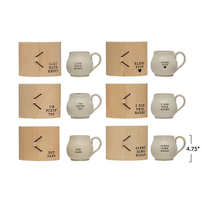 Hello Honey® Cream Stoneware Mug with Wood Gift Box Set