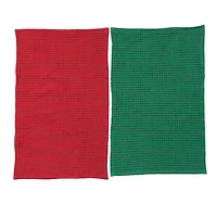 Hello Honey® 28" Red & Green Cotton Waffle Weave Tea Towel Set
