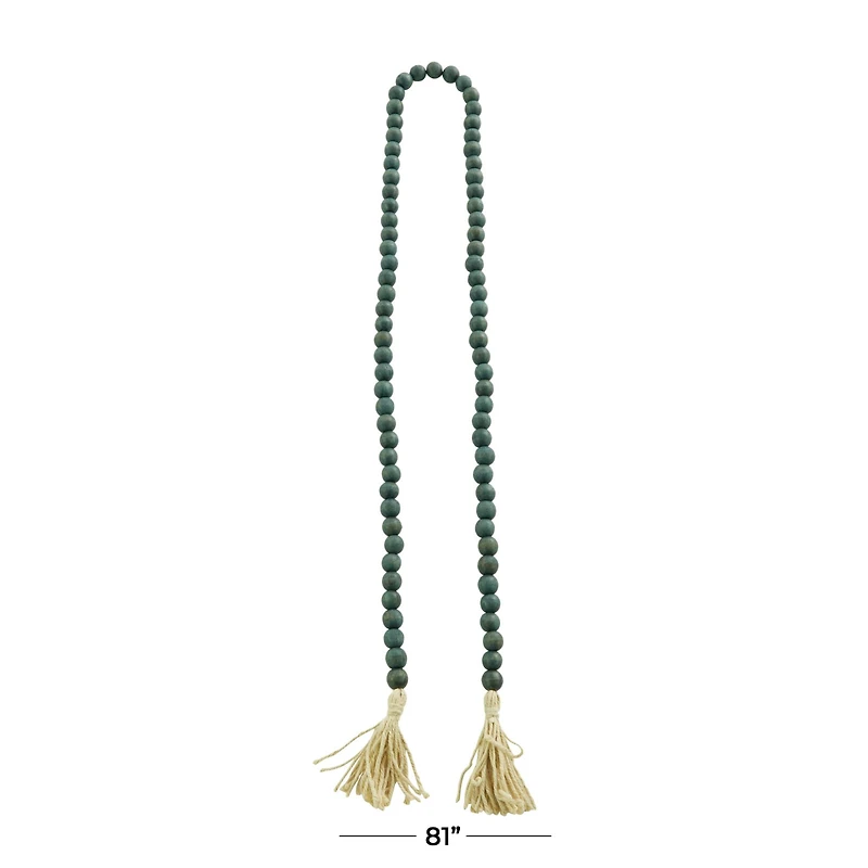 Green Wood Bohemian Bead Garland 81" x 1" x 1"