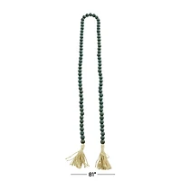 Green Wood Bohemian Bead Garland 81" x 1" x 1"