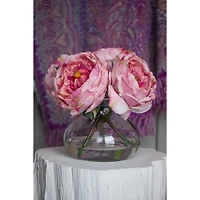 8" Pink Fancy Rose In Glass Vase