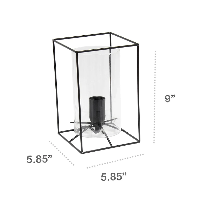 Lalia Home Black Framed Table Lamp with Cylinder Glass Shade