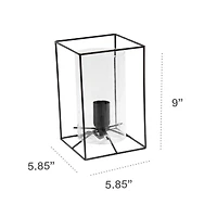 Lalia Home Black Framed Table Lamp with Cylinder Glass Shade