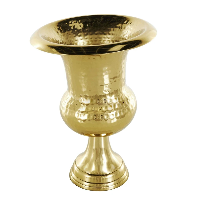 13" Gold Aluminum Hammered Goblet Vase