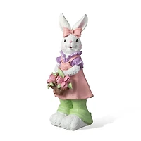 Glitzhome® 17.5" Easter Bunny Girl with Flower Basket Table Décor