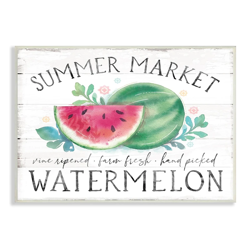 Stupell Industries Summer Market Watermelon Farm Country Grain Pattern Wall Plaque Art