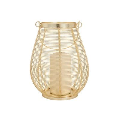 Gold Iron Glam Lantern, 11" x 8" x 8"