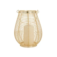 Gold Iron Glam Lantern, 11" x 8" x 8"
