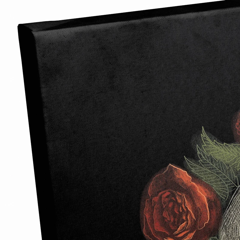 Skeleton Profile in Roses Canvas Wall Art