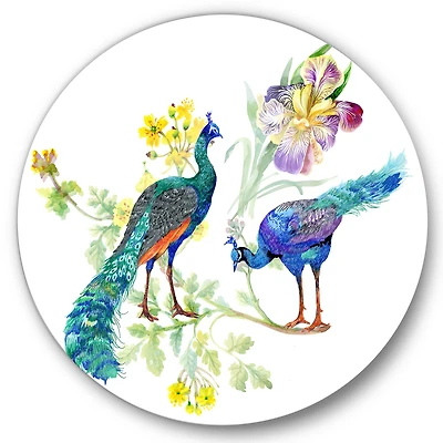 Designart - Peacocks and Iris Flowers