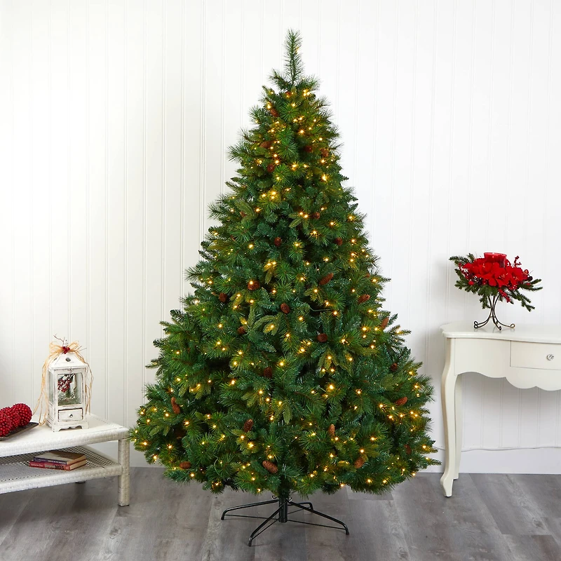 7.5ft. Pre-Lit West Virginia Mixed Pine Artificial Christmas Tree, Clear Lights