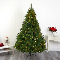 7.5ft. Pre-Lit West Virginia Mixed Pine Artificial Christmas Tree, Clear Lights