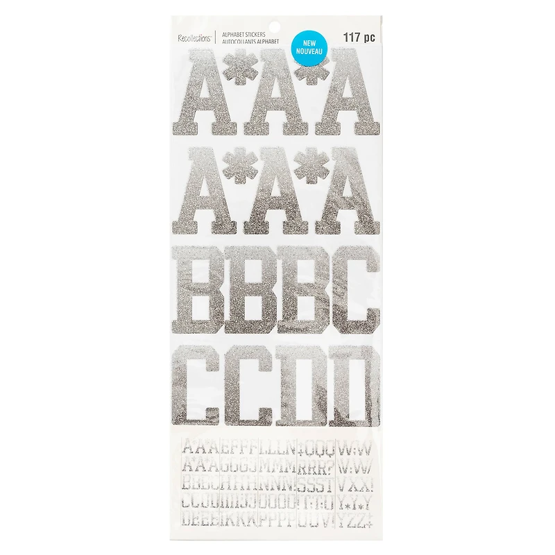 Silver Glitter Ombre Alphabet Stickers by Recollections™