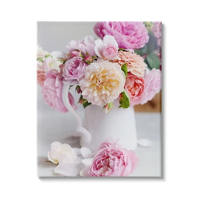 Stupell Industries Blushing Spring Bouquet Floral Photography Cottage Milk Pitcher Canvas Wall Art