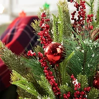 Glitzhome® 35" Christmas Poinsettia Floral Porch Tree in Red Container