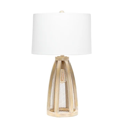 Lalia Home 29" Wooded Arch Table Lamp with White Fabric Shade