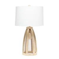 Lalia Home 29" Wooded Arch Table Lamp with White Fabric Shade