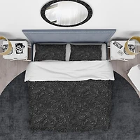 Designart '3D leaves in Shades of Black' Modern & Contemporary Bedding Set