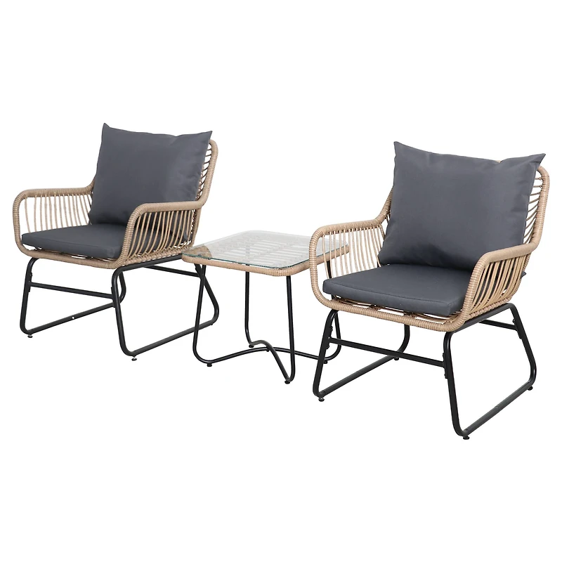 Santa Cruz Rattan Outdoor Patio Chat Set with Cushions