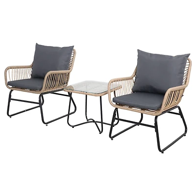 Santa Cruz Rattan Outdoor Patio Chat Set with Cushions