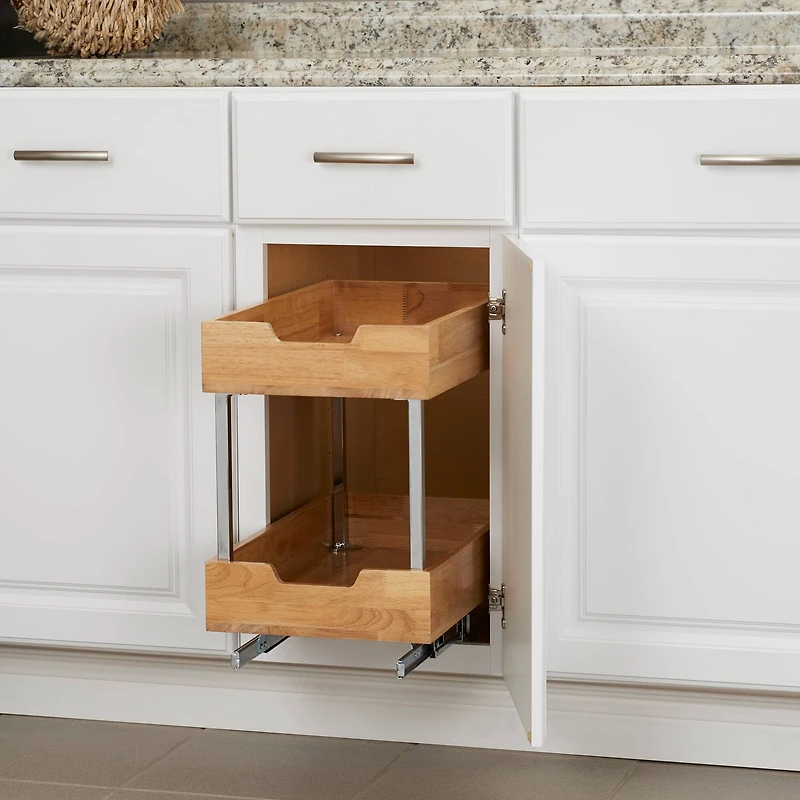 Household Essentials Glidez Wood 2-Tier Cabinet Organizer