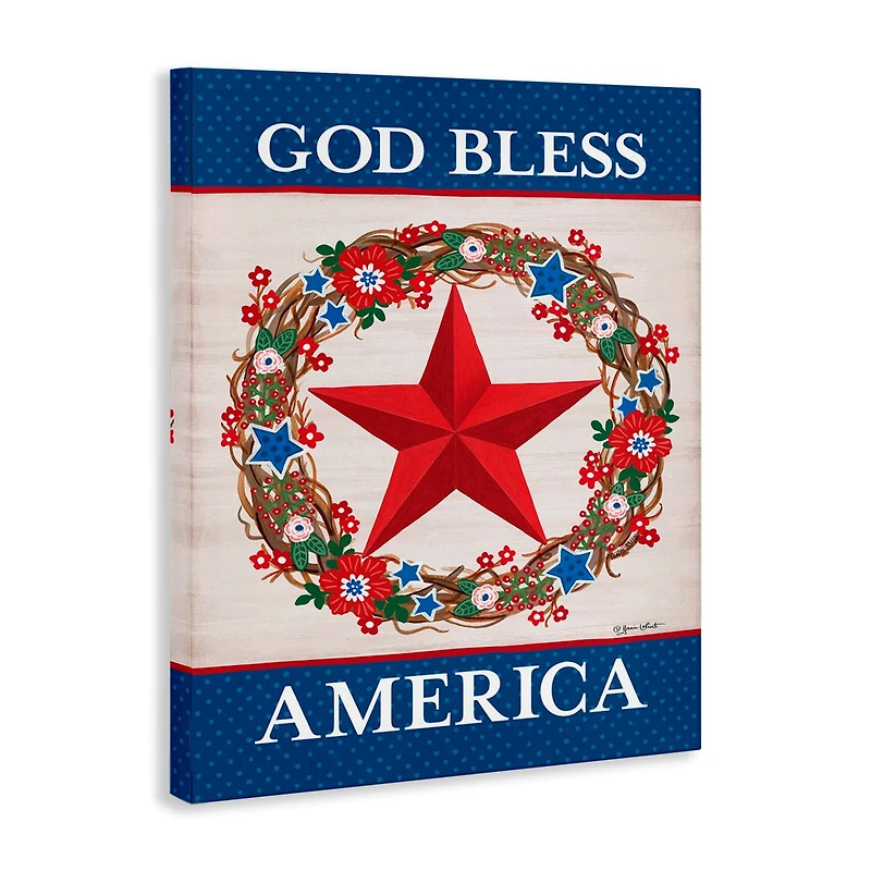 Stupell Industries God Bless America Wreath Canvas Wall Art