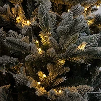 7ft. Pre-Lit Flocked Fir Artificial Christmas Tree, Warm White LED Lights 