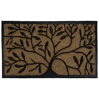 Black & Natural Tree of Life Coir Door Mat