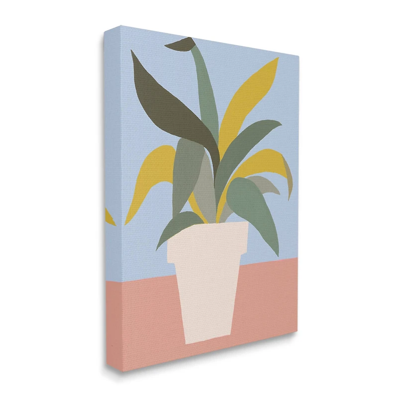 Stupell Industries Indoor Potted Plant Soft Green Blue Red Canvas Wall Art