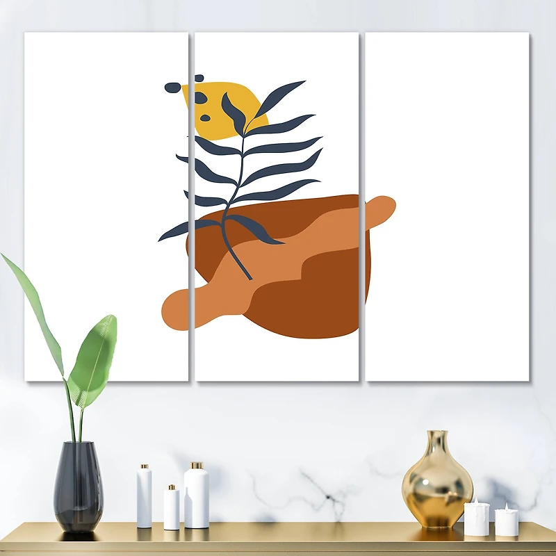 Designart - Elementary Shapes With Abstract Flowers Plants VI