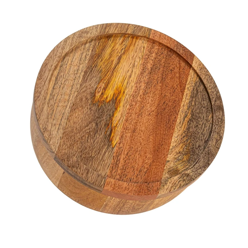 Hello Honey® 10" Round Natural Mango Wood Serving Bowl with Lid