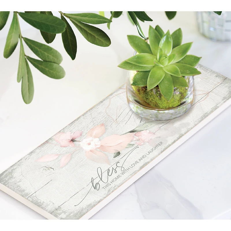 6" x 15.75" Bless This Home Wood Plaque