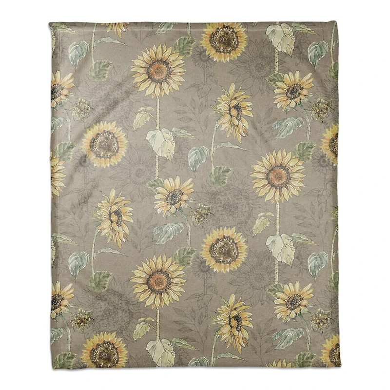 Sunflower Pattern Coral Fleece Blanket