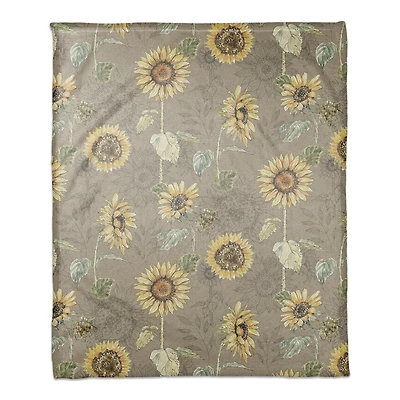 Sunflower Pattern Coral Fleece Blanket